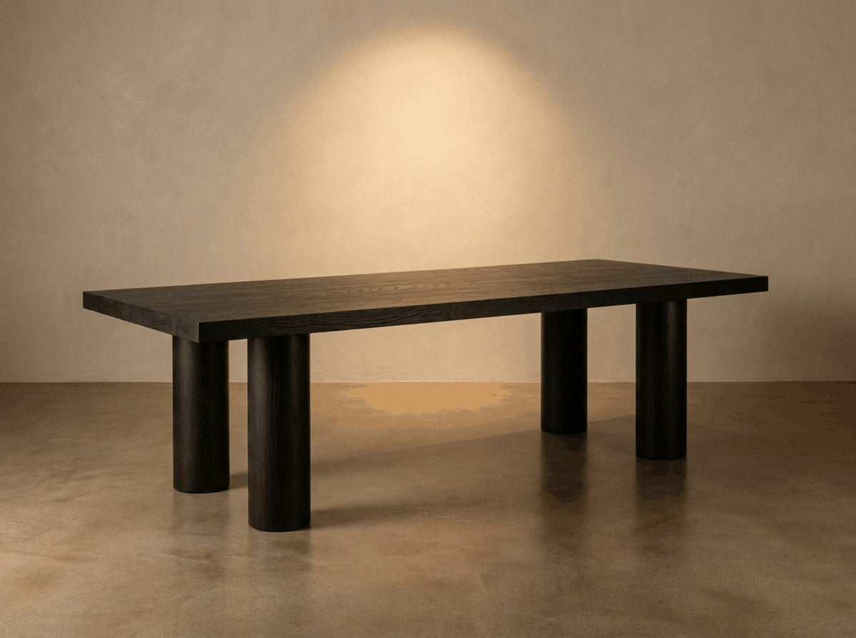 Tela Tavolo solid wood dining table in a charcoal finish
